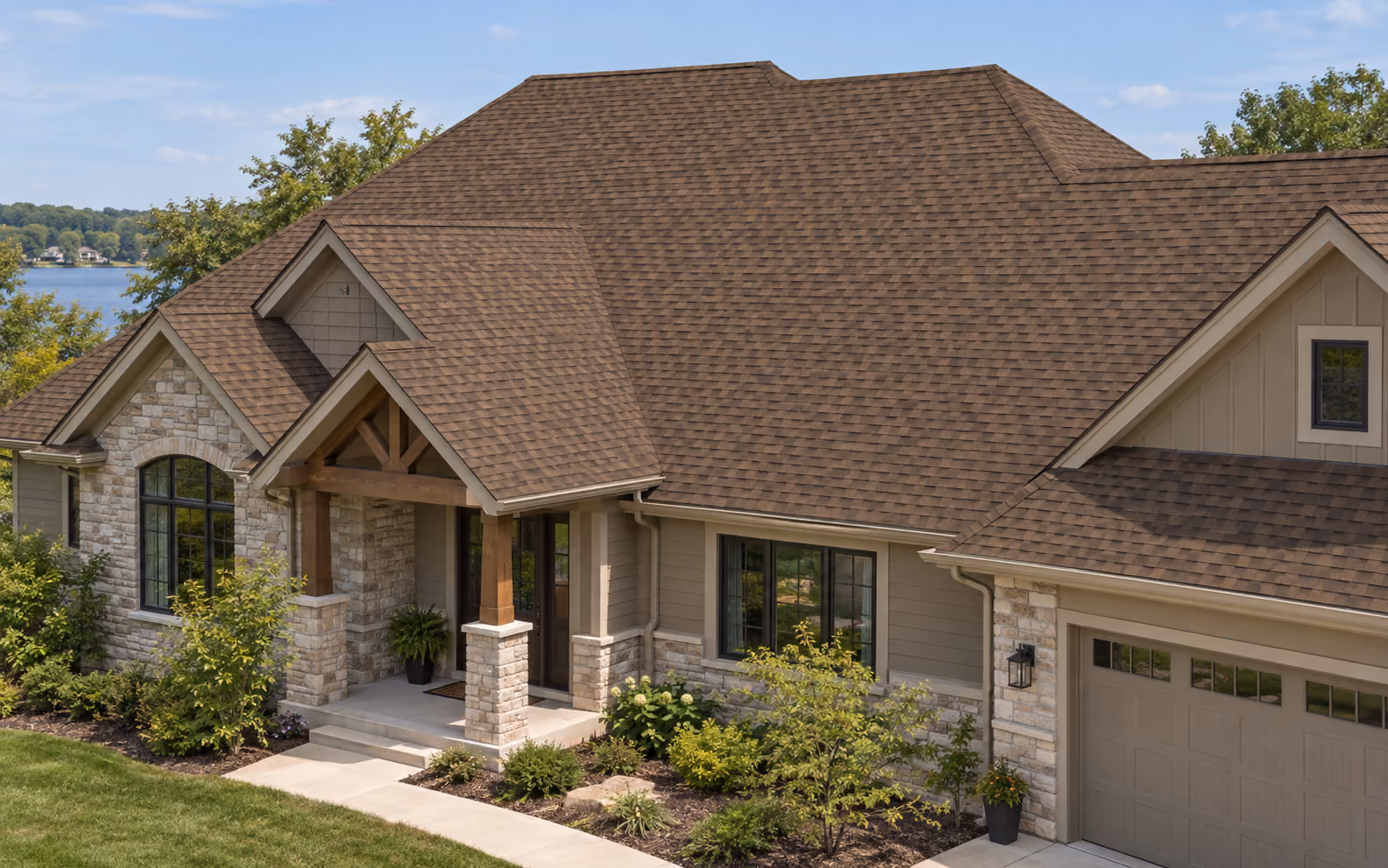House with Barkwood asphalt shingles