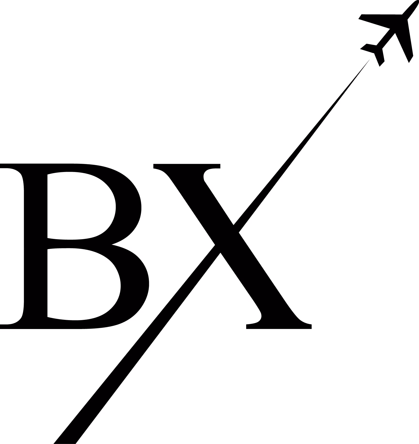 Bucketlist Xperiences BX black airplane logo icon