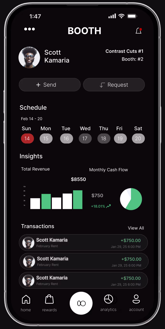 BOOTH Barber Profiles - Schedule, insights, and transactions